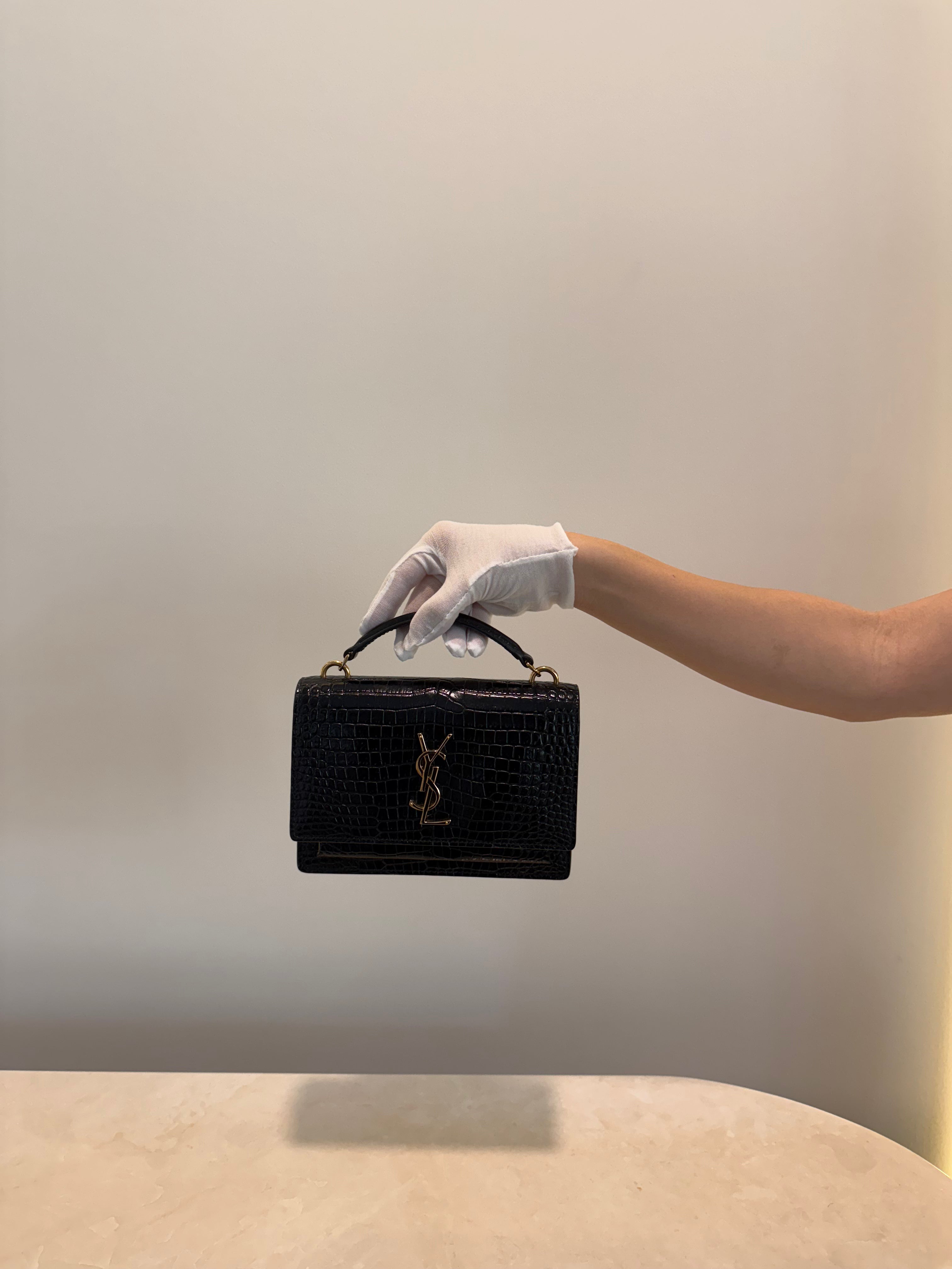 Saint Laurent Sunset Crocodile Chain Bag