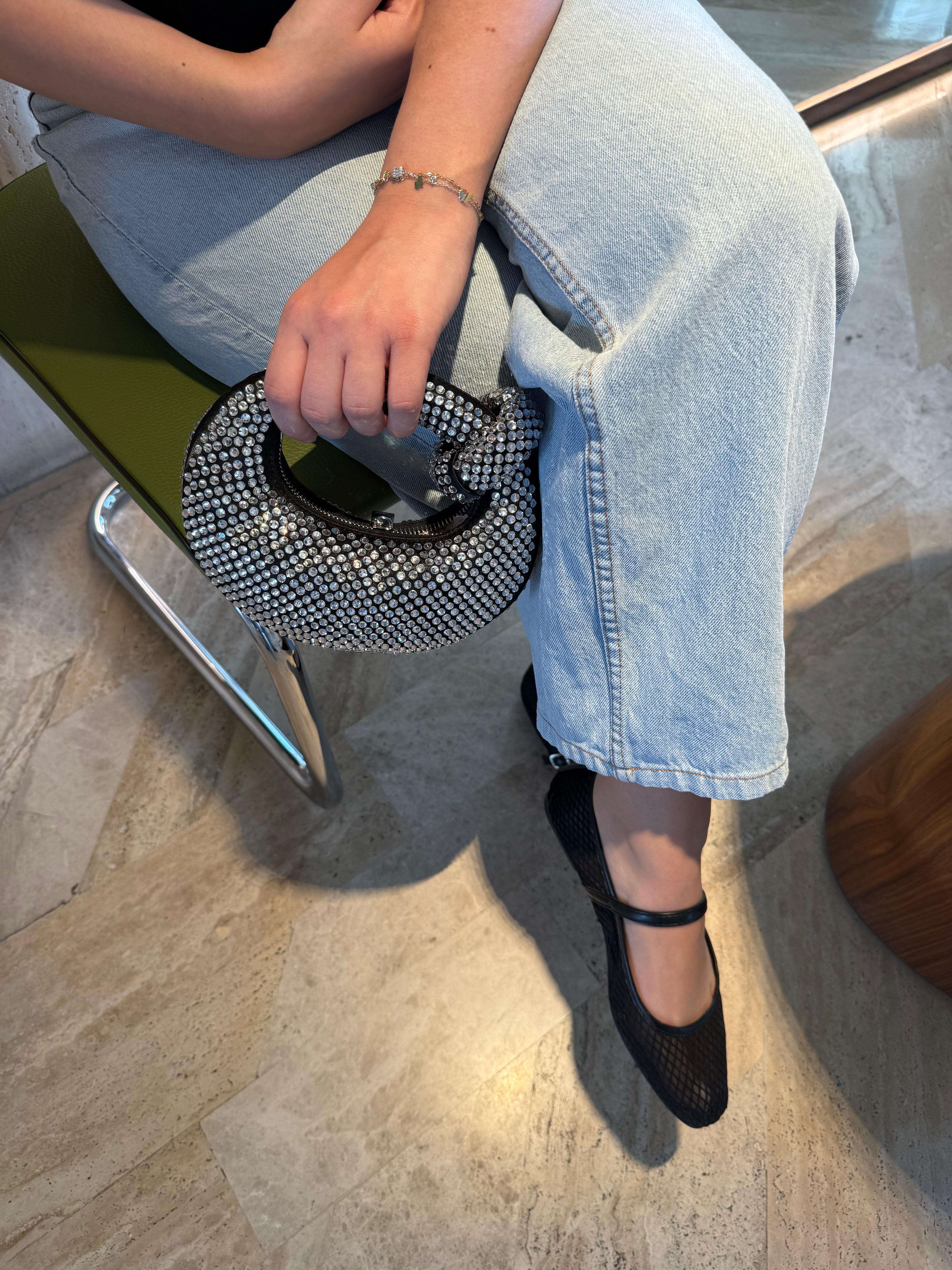 Jwpei Abacus Black Bag with crystals