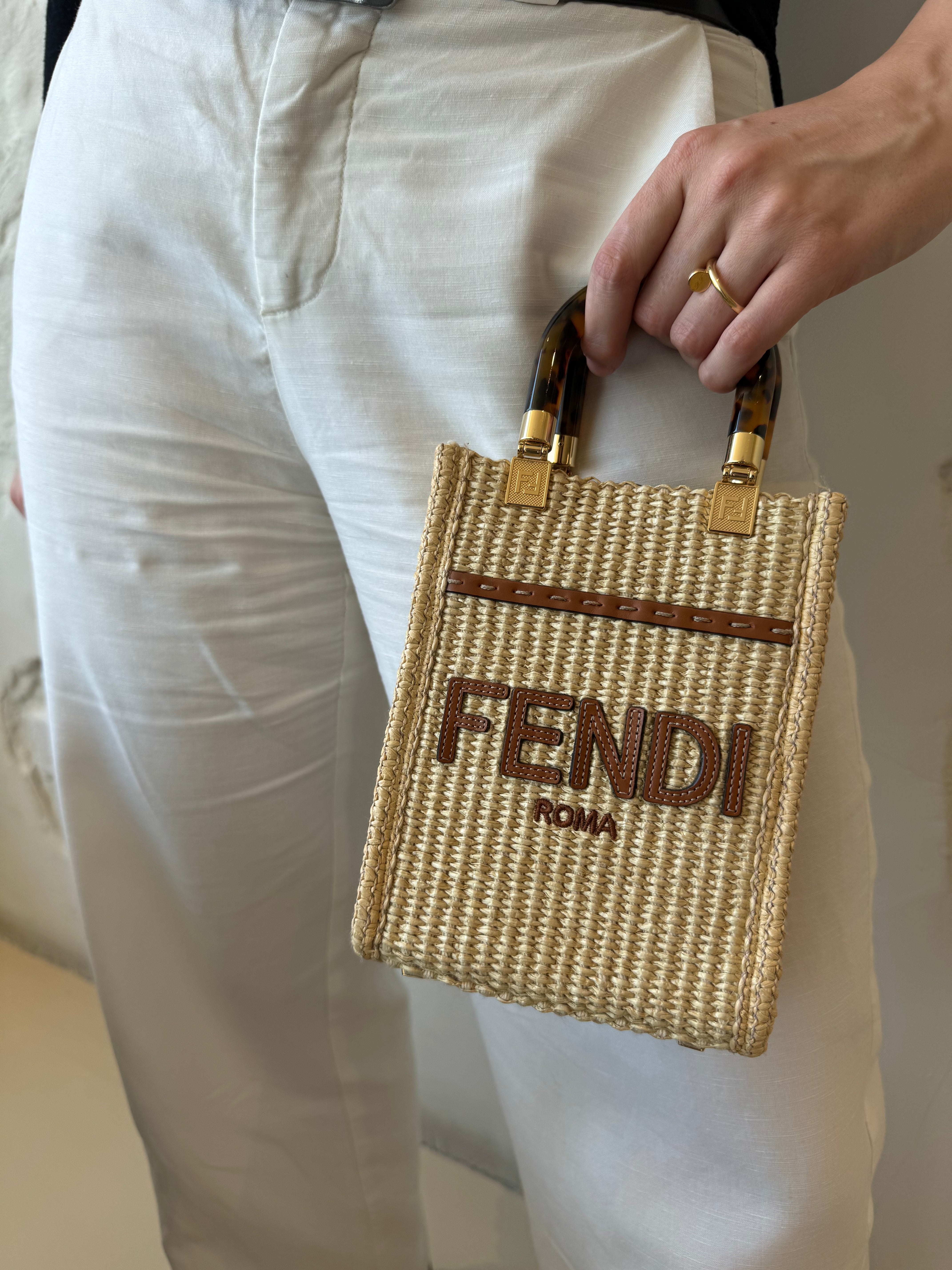 Fendi Mini Sunshine shopper raffia Bag